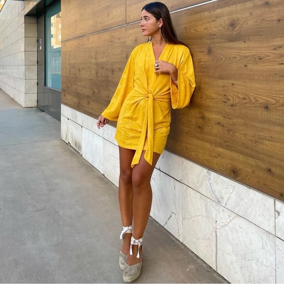 Zara Jacquard Knotted Mini Dress NWT - Picture 12 of 17